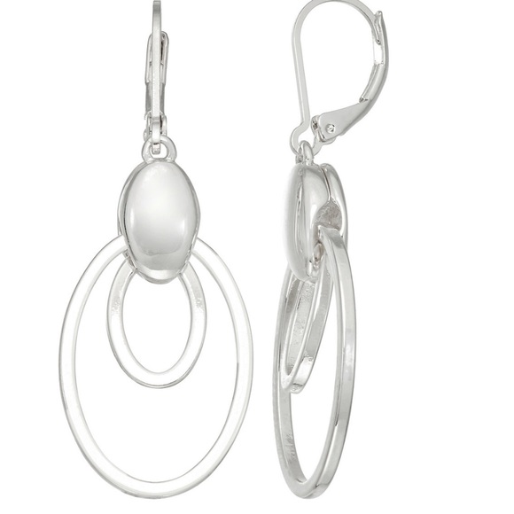 Napier silver tone orbital double drop earring - Picture 2 of 5